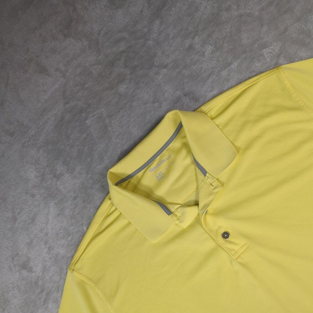Reebok Golf Polo Shirt Mens 4XL Yellow Short Sleeve Performance Athletic